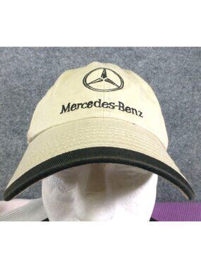 Mercedes-Benz Beige Adjustable Baseball Hat With Black Trim Logo Embroidery One